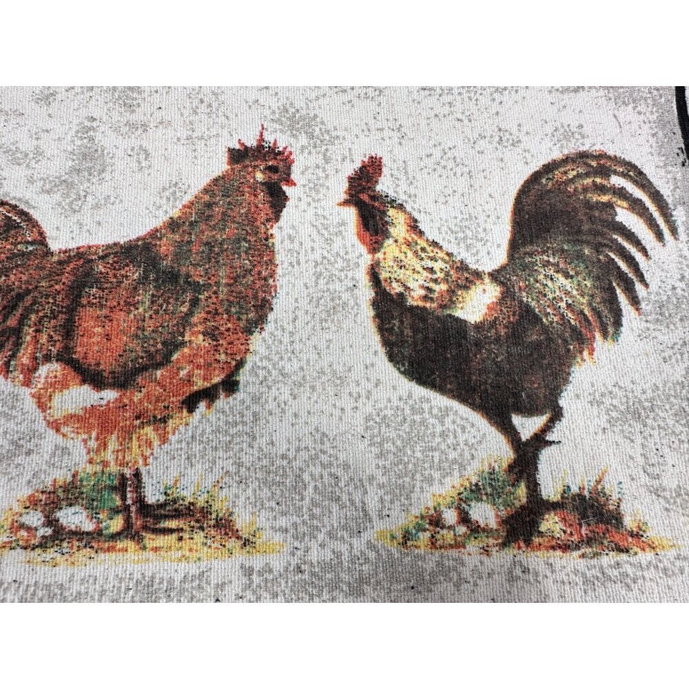 Set Of 6 Rustic Rooster Placemats Fringed Edges Linen Look Cottage Farmhouse - Picture 10 of 13